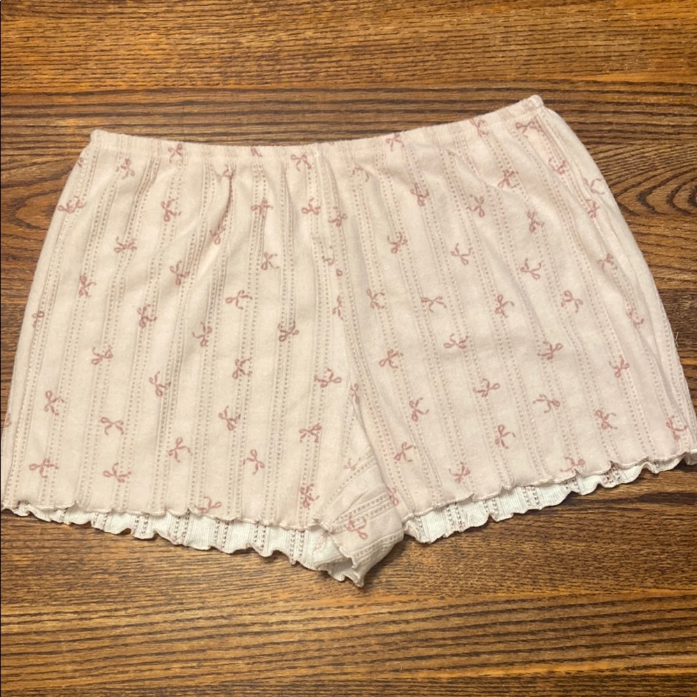 Pink Lace Trim Shorts